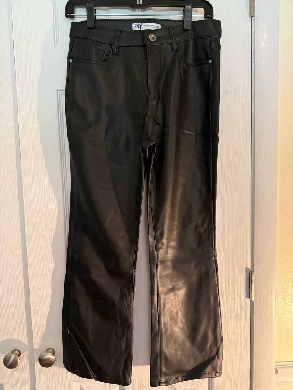 Zara Black Faux Leather Bootcut Jeans